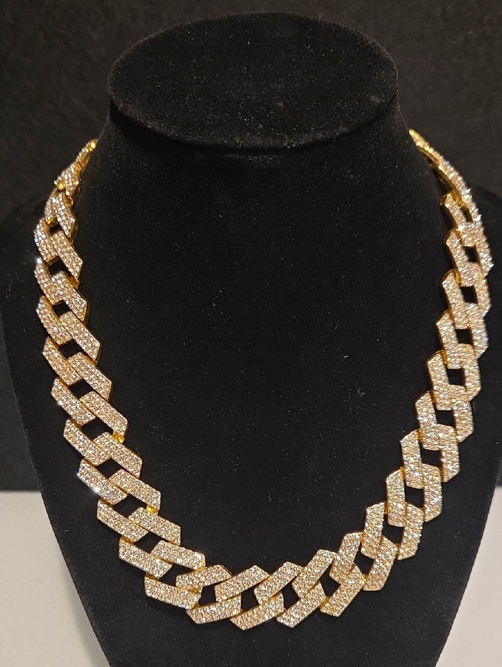 Gold Pave Cuban Link Necklace - Sparkling Gold Tone Chain